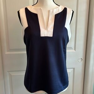 NWT Gretchen Scott navy and white tank with built in bra Size S.